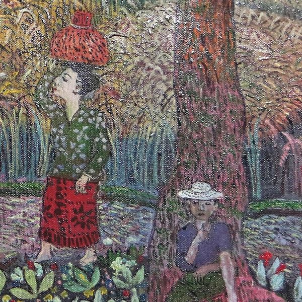 Alternate image for Signed Naif Landscape Painting from Bali 2019 Harvesting Paddy
