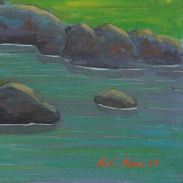 Alternate image for Warm-Toned Unstretched Signed Acrylic Impressionist Painting Life Guider