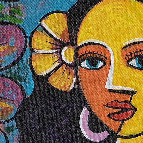 Alternate image for Signed Unstretched Warm-Toned Acrylic Painting from Bali Balinese Coffee