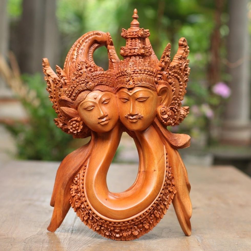 'Rama and Sita Harmony Hand Carved Balinese Sculpture 'Rama and Sita Harmony'