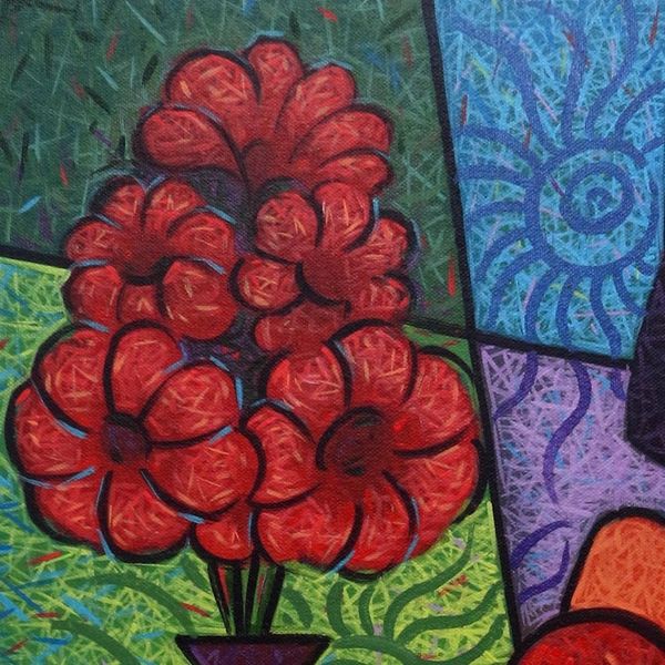 Alternate image for Colorful Modern Painting of a Young Woman from Bali Fall in Love