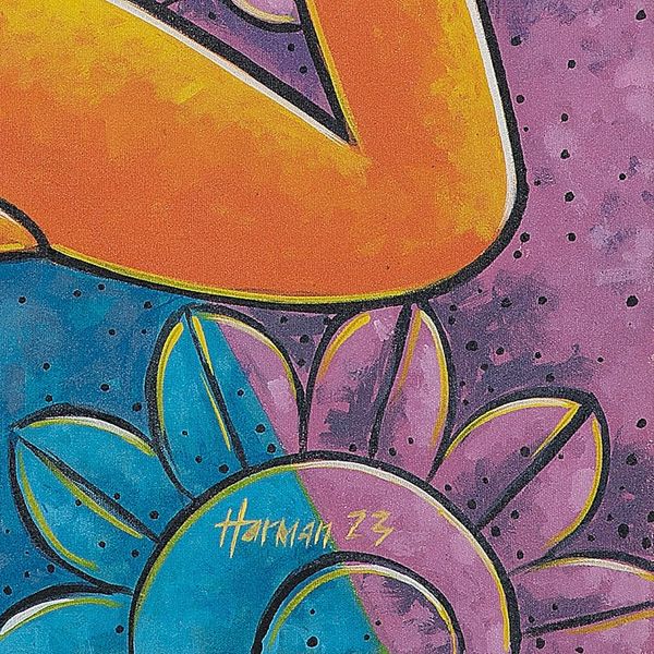 Alternate image for Signed Unstretched Floral Expressionist Painting from Bali Ni Komang Padma