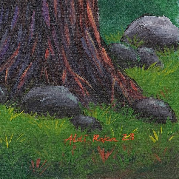 Alternate image for Acrylic on Canvas Landscape Painting of Waterfall from Java The Beauty of the River
