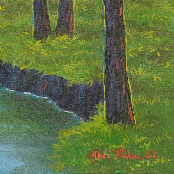Alternate image for Acrylic on Canvas Impressionist Landscape Painting from Java Earths Vein
