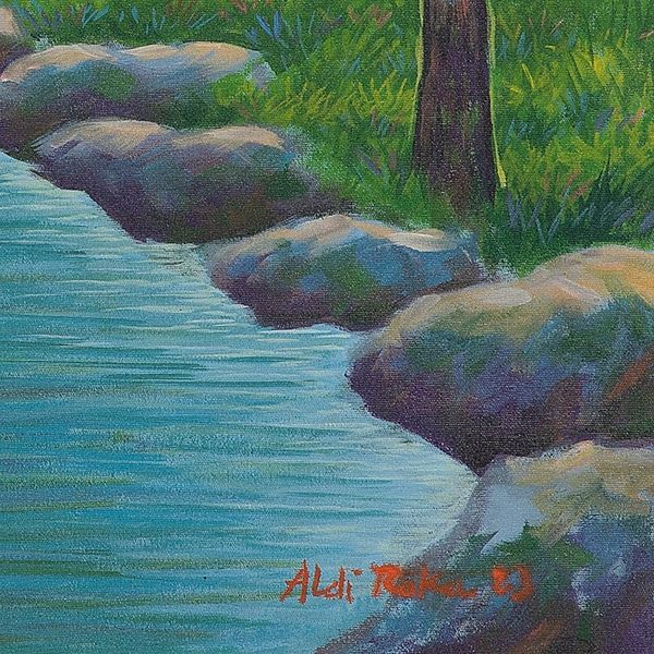 Alternate image for Signed Impressionist Landscape Painting from Java Flowing Life