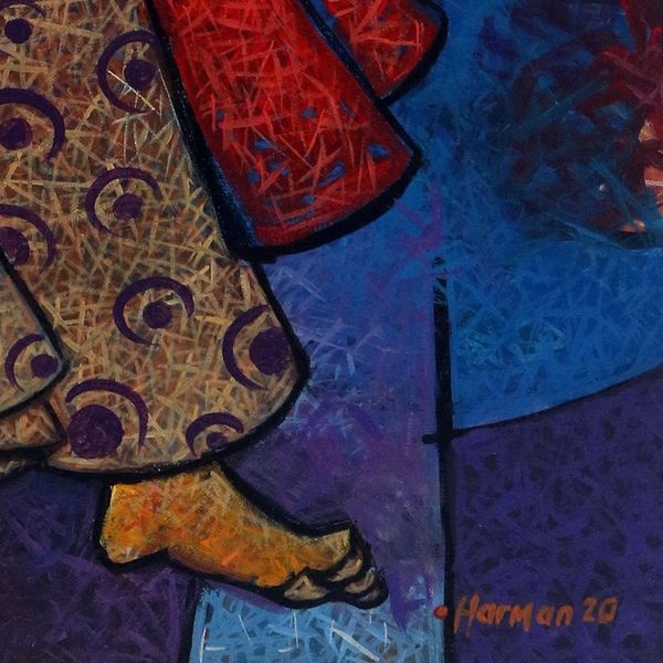 Alternate image for Original Signed Acrylic Painting of a Dancer from Java Dancing with Passion