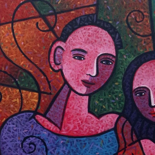 Alternate image for Signed Original Cubist Fine Art Painting from Java Intimacy