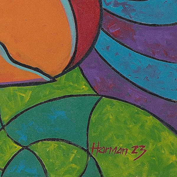 Alternate image for Signed Unstretched Tropical Cubist Acrylic Painting Strong Women