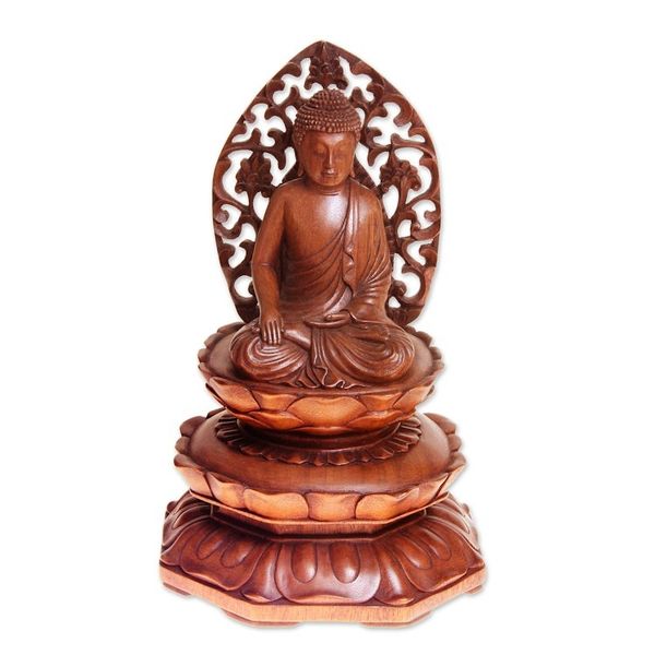 Alternate image for Unique Indonesian Wood Sculpture Buddha in Meditation