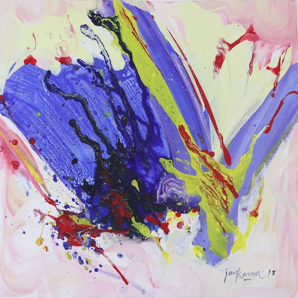 Signed Original Abstract Painting from India 'Splash of Colors'