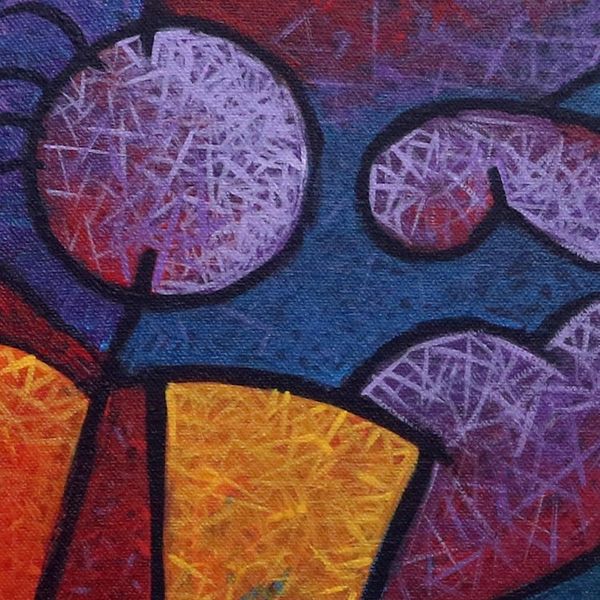Alternate image for Cubist Abstract Portrait of a Couple in Jewel Colors Man and Woman