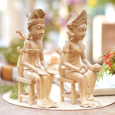 Alternate image for Handmade Crocodile Wood Wedding Sculptures Pair Wedding Ceremony