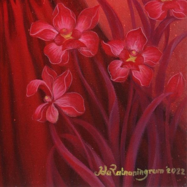Alternate image for Balinese Realist Painting of Violinist in Red Dress Peace of Symphony