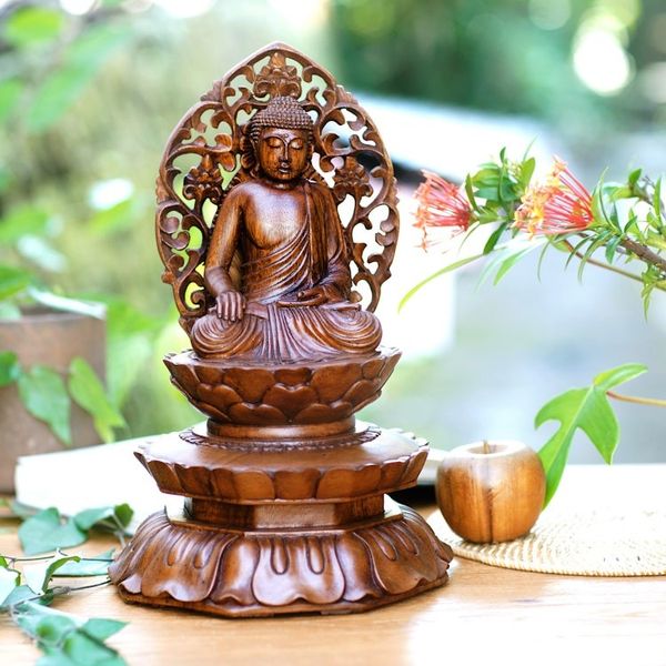 Alternate image for Unique Indonesian Wood Sculpture Buddha in Meditation