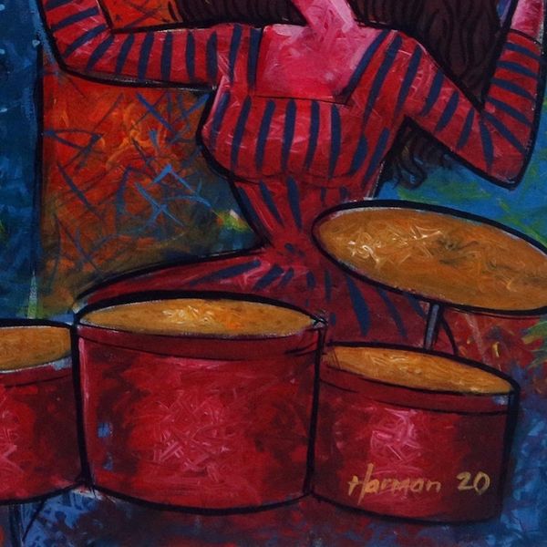 Alternate image for Original Painting of a Balinese Womens Musical Group Harmony of a Concert