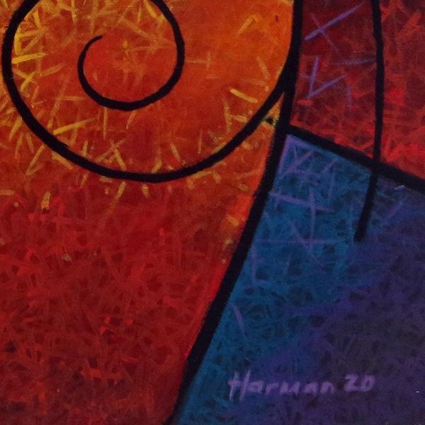 Alternate image for Cubist Abstract Portrait of a Couple in Jewel Colors Man and Woman