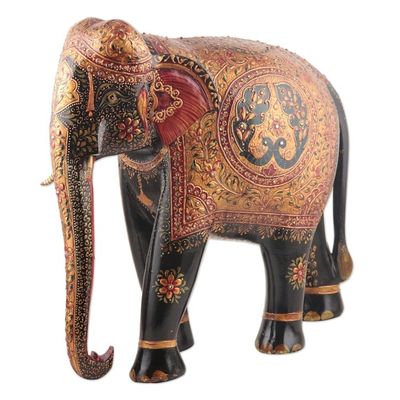 Alternate image for Hand-Painted Wood Sculpture Royal Elephant of Jaipur
