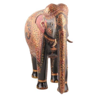 Alternate image for Hand-Painted Wood Sculpture Royal Elephant of Jaipur