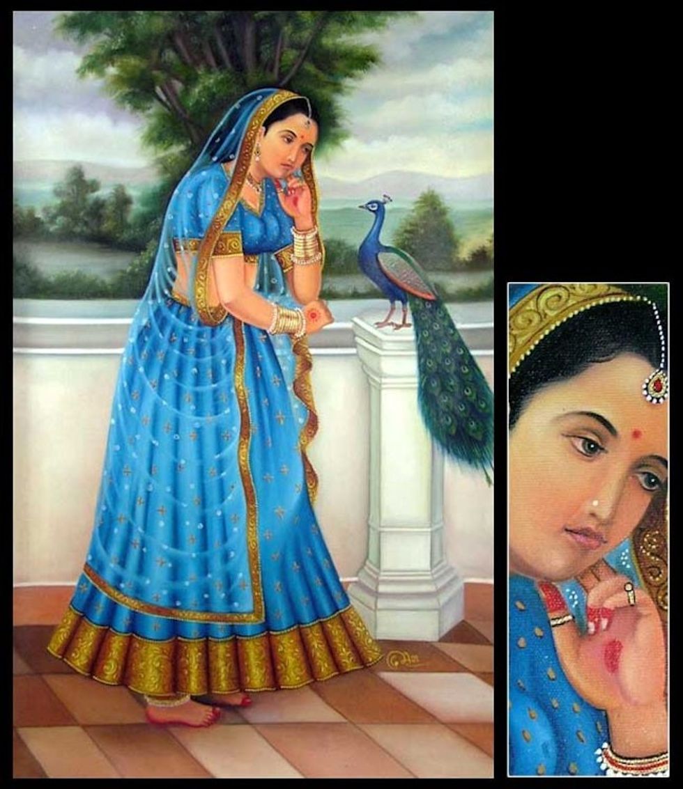 Portrait of an Indian Queen in Oils on Canvas 'The Lonely Queen'