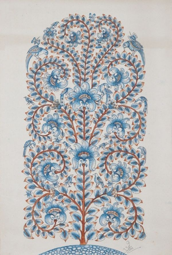 Alternate image for Original Indian Folk Art Painting The Blue Creeper