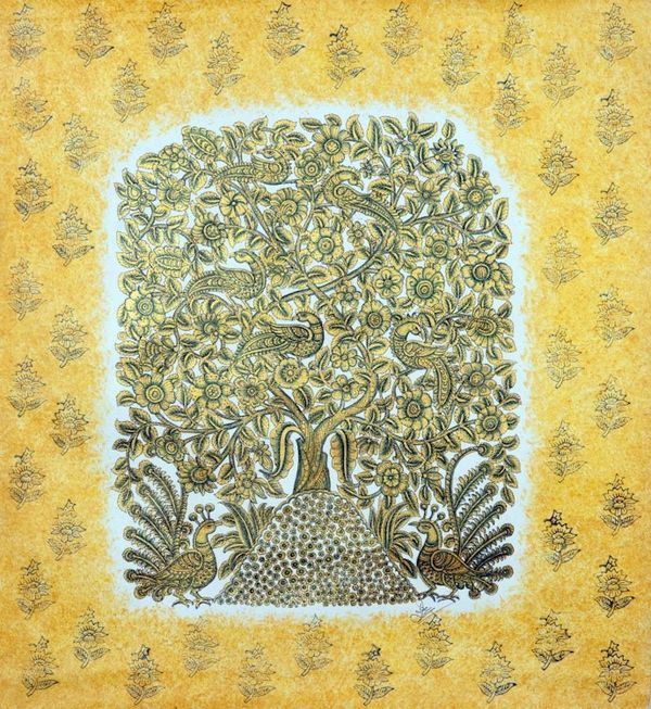 Alternate image for Folk Art Tree of Life Painting from India A Beautiful Forest