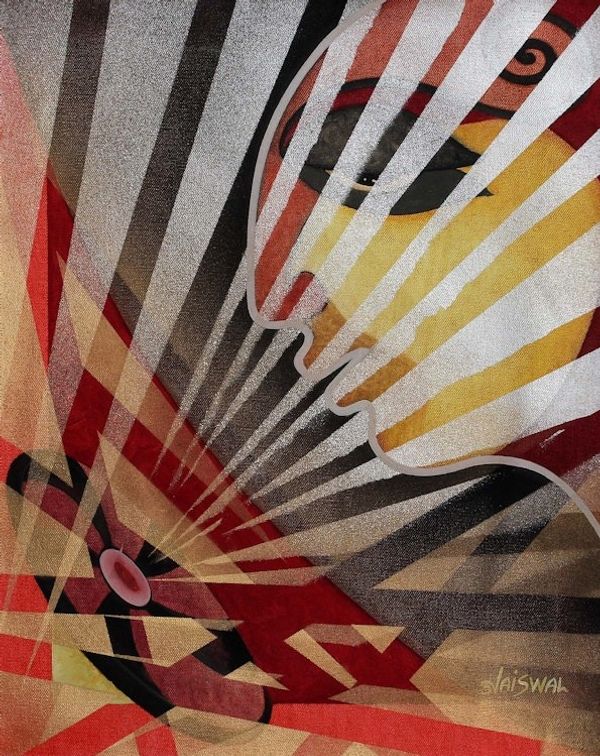 Alternate image for Acrylic Expressionist Painting of a Face from India Concentration