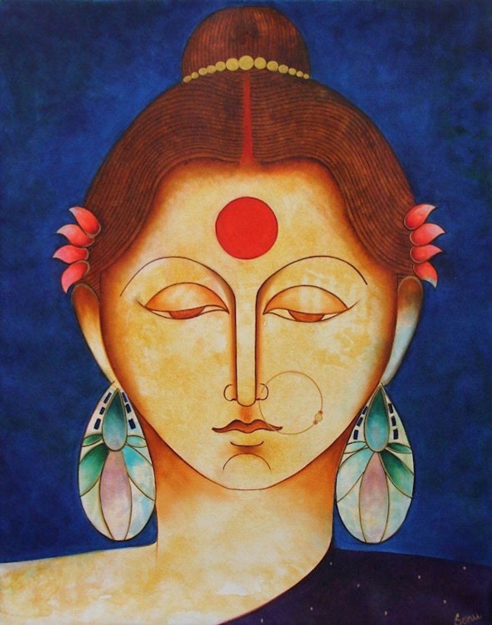 Hindu Queen Satyavati Original Fine Art Painting 'Satyavati'