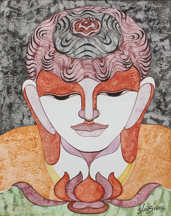 Alternate image for Original Signed Cubist Motivational Portrait Painting Controlled Mind