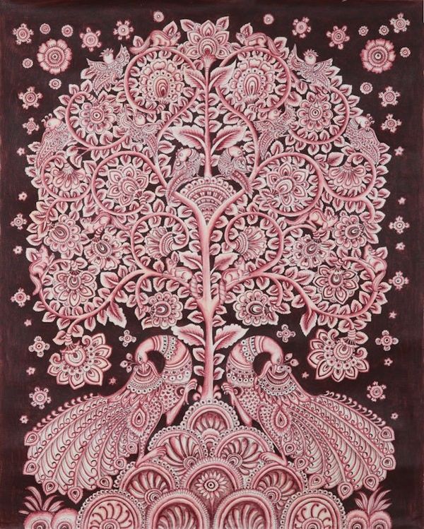 Alternate image for Acrylic Kalamkari Folk Art Painting The Red Symphony