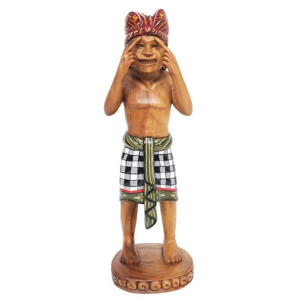 Alternate image for World Peace Project Balinese Hand-Carved Wood Sculpture One of Tri Kaya Parisudha