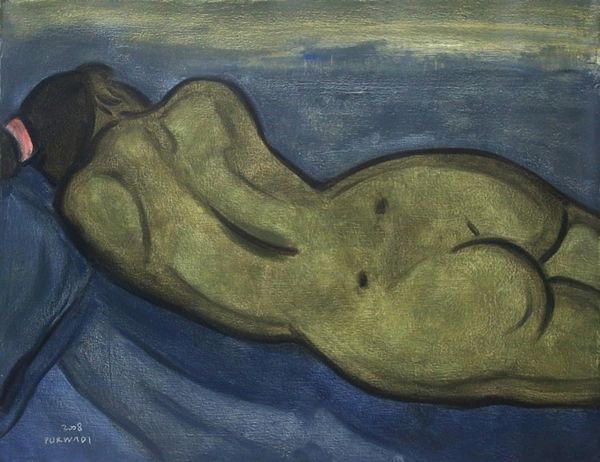 Alternate image for Signed Expressionist Painting of a Nude Woman from Bali Back of a Model