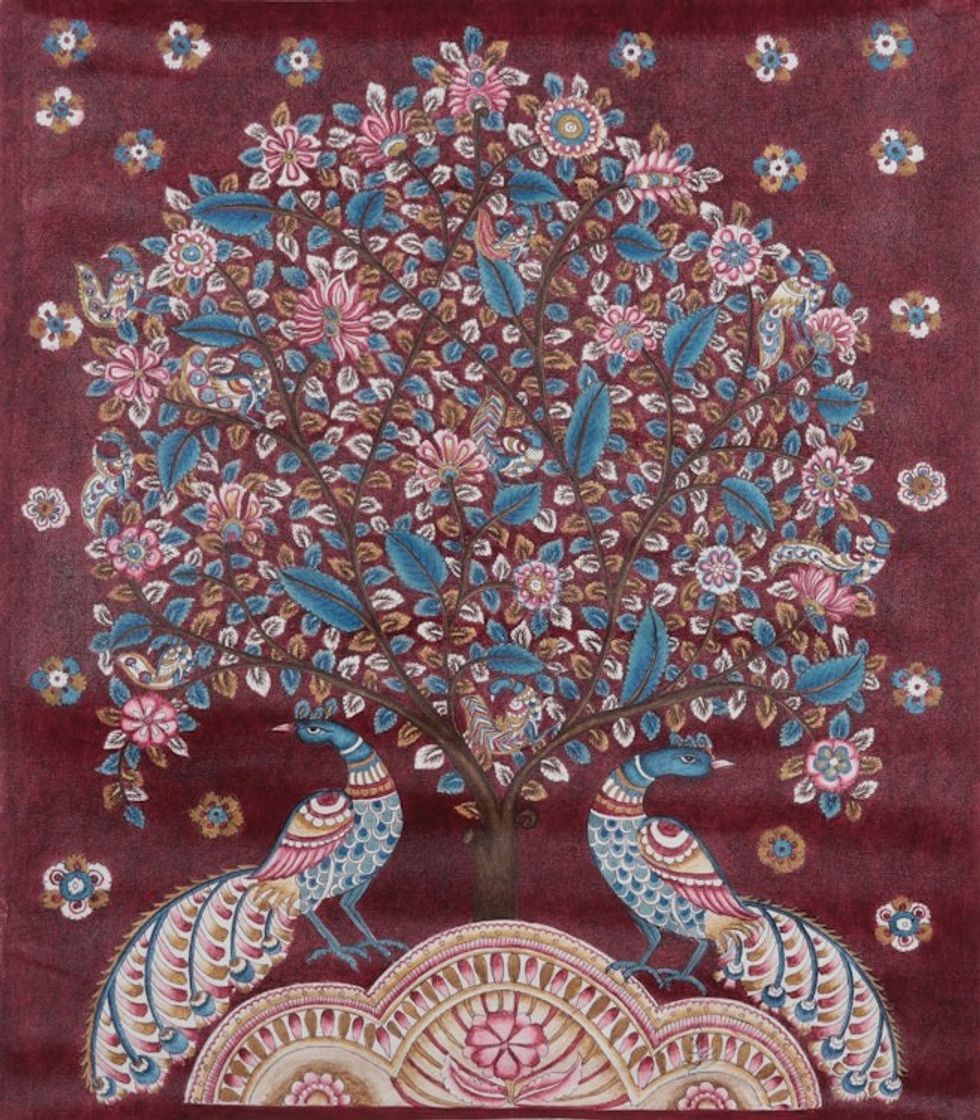 Original Nature-Themed Kalamkari Painting 'Nature's Smile'