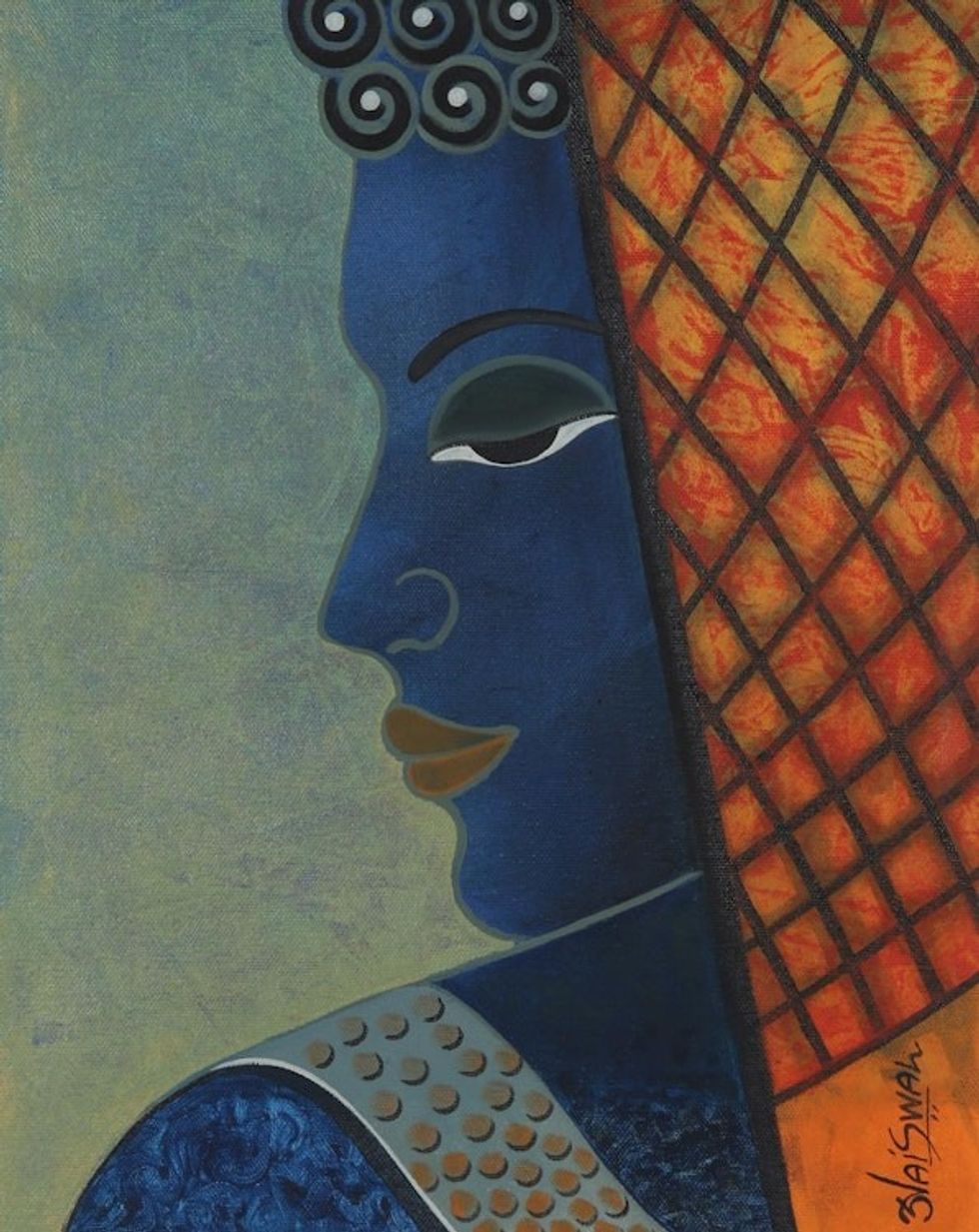 Peace-inspired Signed Original Portrait Painting from India 'Peace'