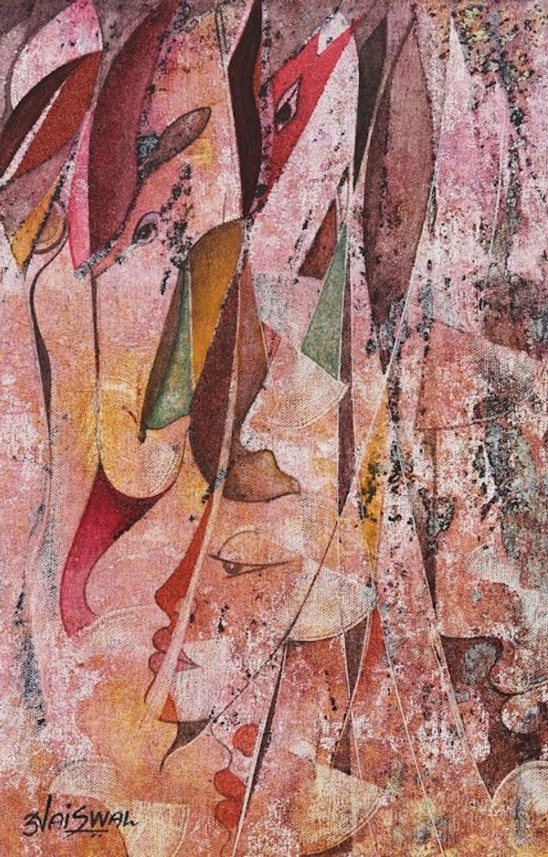Alternate image for Abstract Acrylic Painting from India Go with the Flow I
