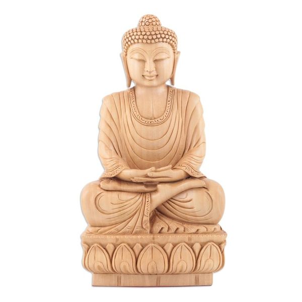 Alternate image for Indian Kadam Wood Sculpture with Buddha Motif With Peace