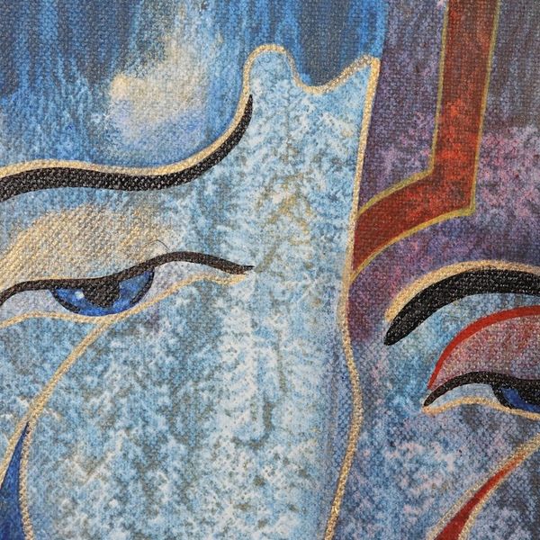 Alternate image for Hindu-Themed Acrylic Painting Radha Rukhmani