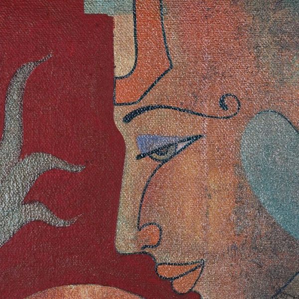 Alternate image for Signed Acrylic Expressionist Portrait Together