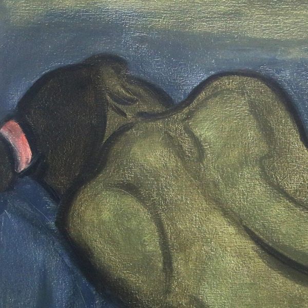 Alternate image for Signed Expressionist Painting of a Nude Woman from Bali Back of a Model