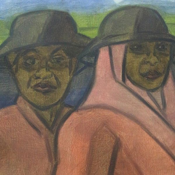 Alternate image for Signed Expressionist Painting of Two Farming Women from Bali Two Farmers
