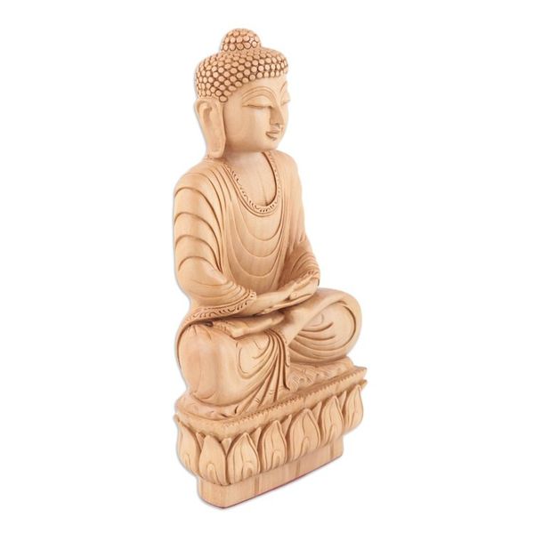Alternate image for Indian Kadam Wood Sculpture with Buddha Motif With Peace