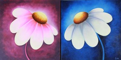 Alternate image for Fine Art Original Paintings from India diptych Happy Blossoms