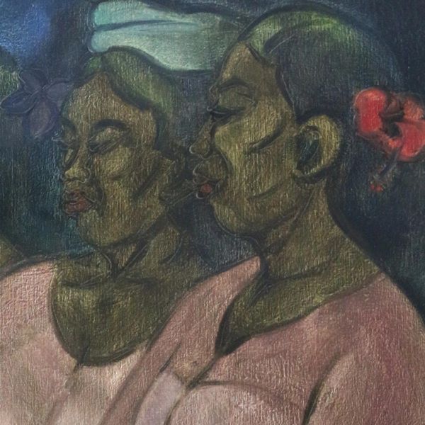 Alternate image for Signed Expressionist Painting of Balinese Women Three Balinese Women