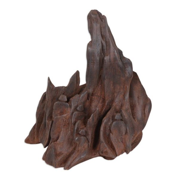 Alternate image for Indian Abstract Sculpture Crafted from Reclaimed Khair Wood Ecological Peak