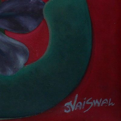 Alternate image for Floral Expressionist Painting of Faces from India Siddi Vinayak