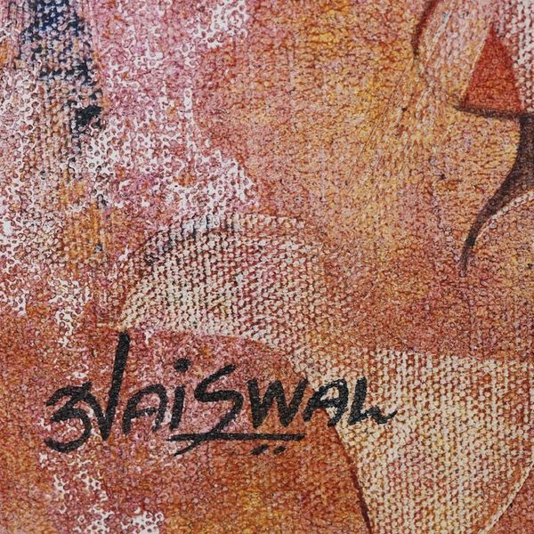 Alternate image for Abstract Acrylic Painting from India Go with the Flow I