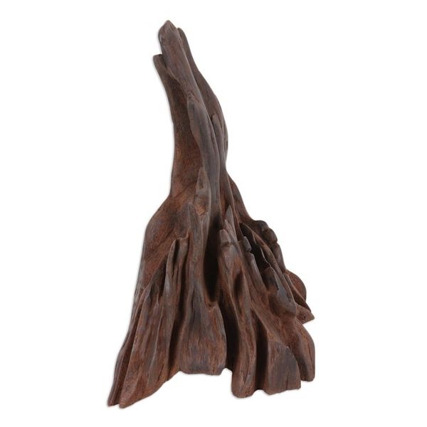 Alternate image for Indian Abstract Sculpture Crafted from Reclaimed Khair Wood Ecological Peak
