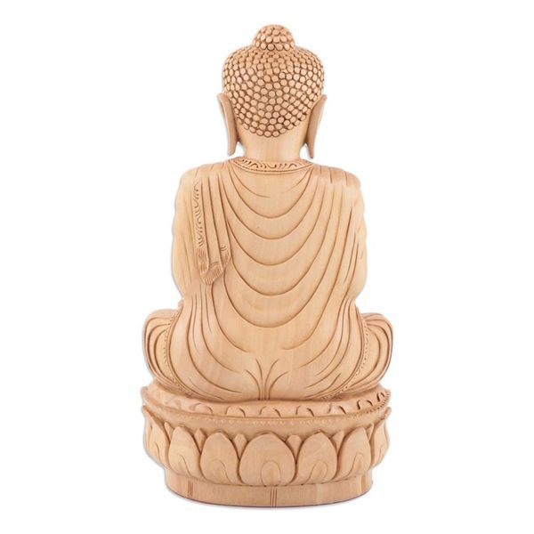 Alternate image for Indian Kadam Wood Sculpture with Buddha Motif With Peace