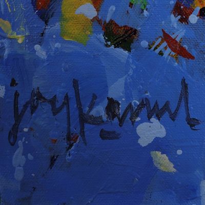 Alternate image for Signed Unstretched Colorful Expressionist Acrylic Painting Falling Time