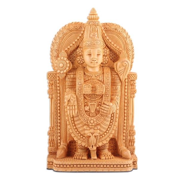 Alternate image for Wood Sculpture of God Balaji Vishnu Hand-Carved in India Tirupati Balaji