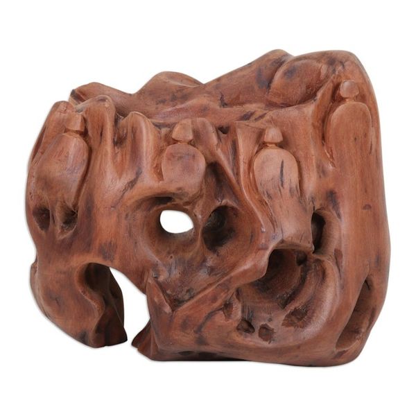 Alternate image for Abstract Sculpture Crafted from Reclaimed Tun Wood Eyes of Nature